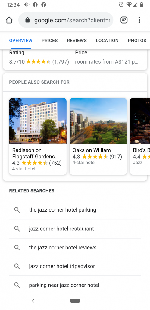 SEO for hotel websites using Google's related search information 